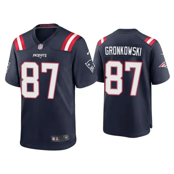 Men New England Patriots #87 Rob Gronkowski Nike Navy Game NFL Jersey